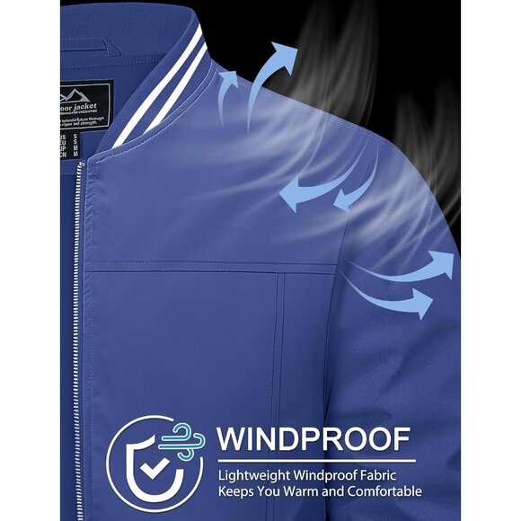 Brand New Men's Blue   Polyester  MAGCOMSEN Bomber Jacket Windbreaker - Picture 5 of 6